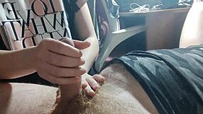 I jerk his cock and he promises to cum on my juicy tight pussy in this homemade couple scene!