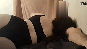 mature latina milf boss in lingerie sucks dick