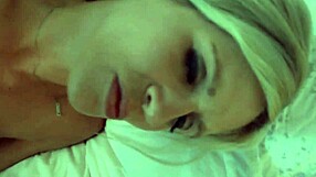 Blonde whore sucks cum from husband's big dick