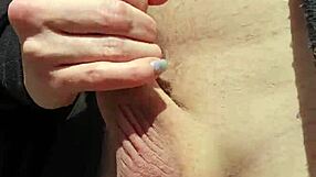 Blonde Wife's Wet Pussy Fingered Outdoors In Reach Around Position