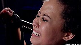 I'm the ebony sub tormented in device bondage