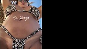 Married wife showing off at the beach with bikini stuffed in her ass 😏