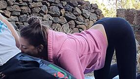 risky outdoor banging with tall 18yo brunette teen in cowgirl style