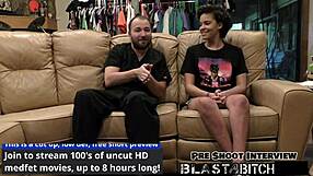 Rebel Wyatt sucks dick twice, spreads shaved pussy, and gets blasted with cum in vibrator play