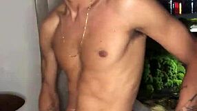 naughty boy jerks off at building window