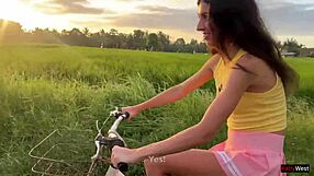 cute teen 18+ learnin to ride bike n cock... creampie!