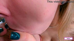 Blonde gets cum on face with sperm on eyelashes