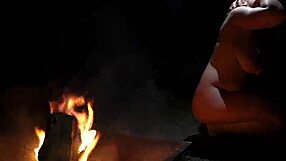 Naked Curvy Couple Sucking Cock in Forest Setting