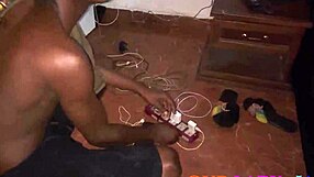 My new ebony neighbor surprised me with a fuck after charging his phone
