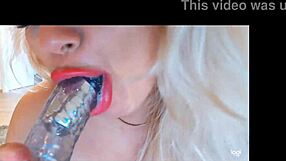 Blonde Teen Sucks Big Sex Toy In Close-Up Blowjob