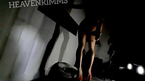 Blonde babe teases in assless mini skirt with heels