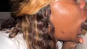 Ebony BBW throats strangers BBC at glory hole