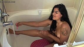 The Yanks Brunette Miel Shaves Her Sexy Legs in the Shower