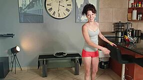 Desperate milf pisses in tight pants during yoga stretches