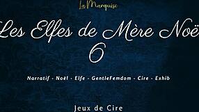 French european femdom elves engage in dirty talk and wax play in mother noel's tale