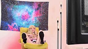 Is Crystal White playing with her glass dildo?