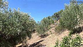 this milf is getting dirty with a stranger outdoors