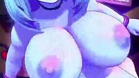 Animated blue woman with big tits in hardcore sex