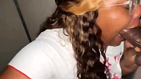 Ebony BBW throats strangers BBC at glory hole