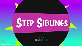 hey, stepsiblings lick pigtails in student pussy handjob masturbation scene.