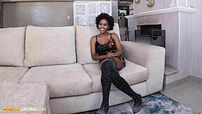 Big tits ebony rides jumbo size producer after fake modeling casting