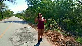 Public Street Exhibitionism in Cancún Mexico Milf Flashing Natural Tits and Ass Outdoors