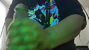 in boyfriend tee v4, curvy girl uses toys with big black cock.