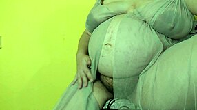 Pregnant milf wife gets horny and masturbates hairy pussy while fantasizing about raw creampies