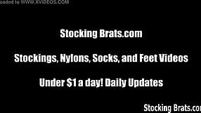 Femdom lesbians in pantyhose explore bdsm threesome