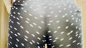 blonde bombshell flaunts her big natural tits and sexy ass in tight leggings