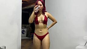 Asian Wife in Swimsuit Bent Over for Doggystyle Fucking by Friend