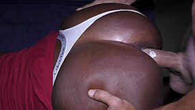 Anal fucking my ebony girlfriend in panties, cumming inside