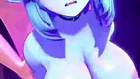 Animated blue woman with big tits in hardcore sex