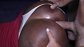Anal fucking my ebony girlfriend in panties, cumming inside