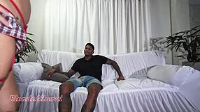 couple uses toys for interracial cum in mouth