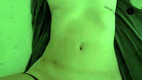 submissive slut teased with vibrator on clit while flashing nipples in leather group scene