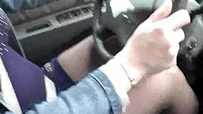 sexy milf frina stops car, fingers wet pussy for strong orgasm