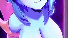 Animated blue woman with big tits in hardcore sex