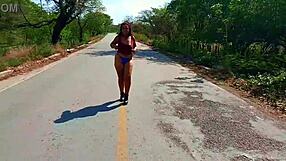 Cancún Mexico Milf Flashes Natural Tits and Ass in Public Street Exhibition