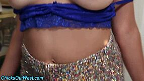 australian party babe masturbates solo with natural big tits