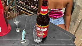 Latina Novinha Sits On Thick Dick At Bar