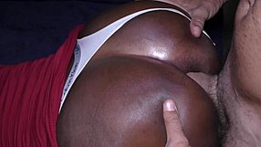 Anal fucking my ebony girlfriend in panties, cumming inside