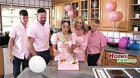 Latina step daughters celebrate 18th birthday with gangbang