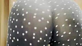 blonde bombshell flaunts her big natural tits and sexy ass in tight leggings