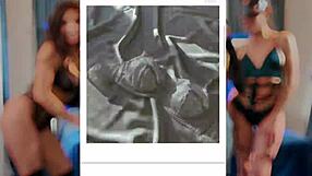 Girlfriends caress each other in fetish scene