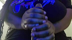 in boyfriend tee v4, curvy girl uses toys with big black cock.