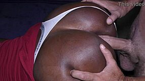Anal fucking my ebony girlfriend in panties, cumming inside