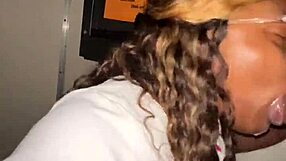 Ebony BBW throats strangers BBC at glory hole