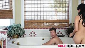 Asian stepmom guides stepdaughter and boyfriend in hot 3some