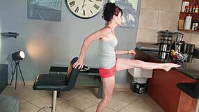 Desperate milf pisses in tight pants during yoga stretches